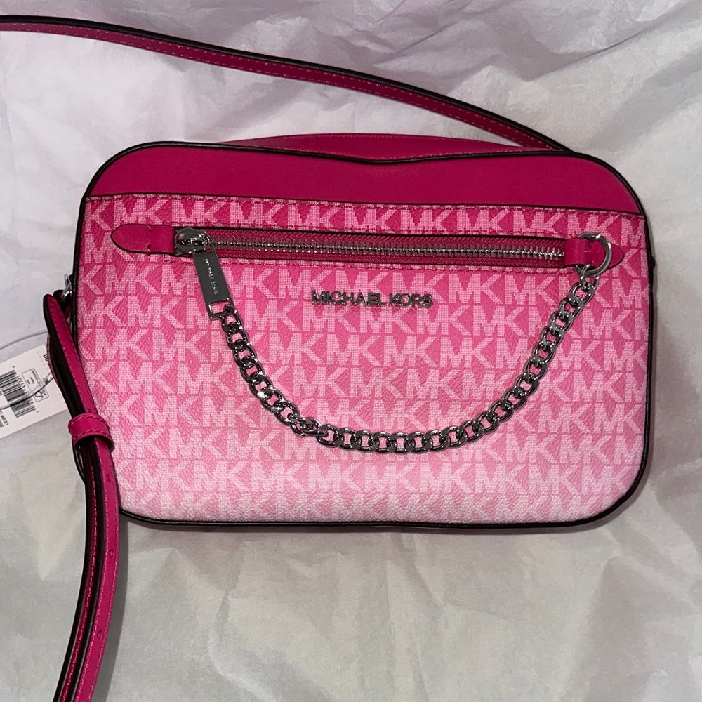 Michael Kors Leather Signature Fuchsia and Pink Ombre Crossbody Bag BNWT